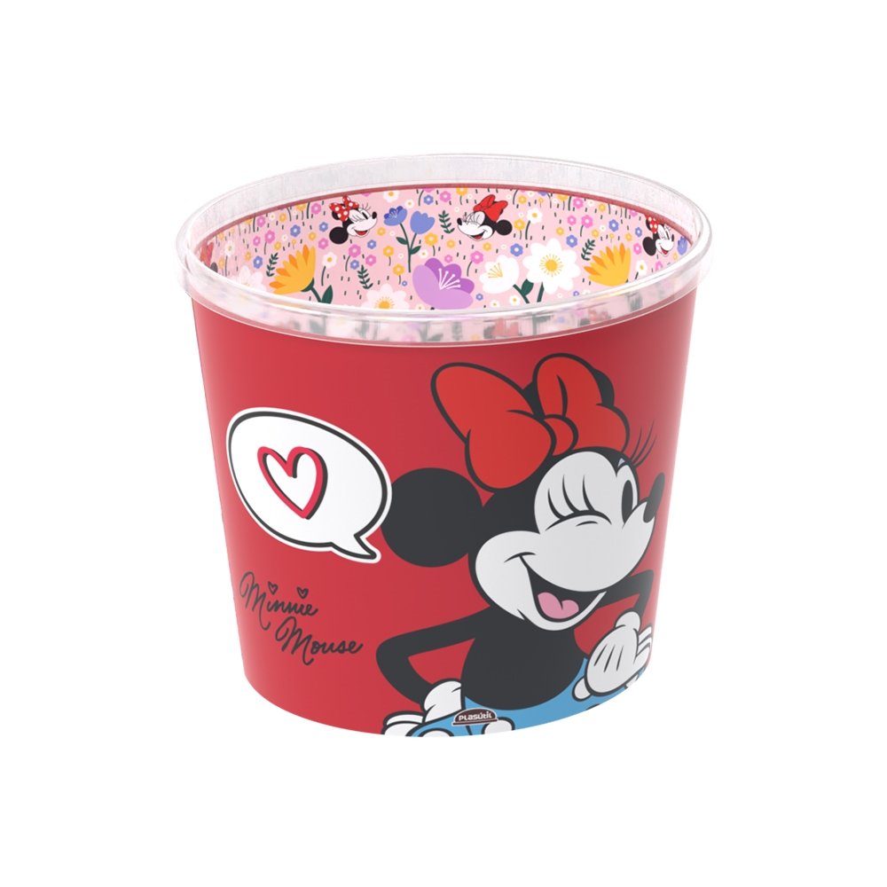 Balde para Pipoca Plasútil Minnie 2,1 Litros - Embalagem com 12 Unidades