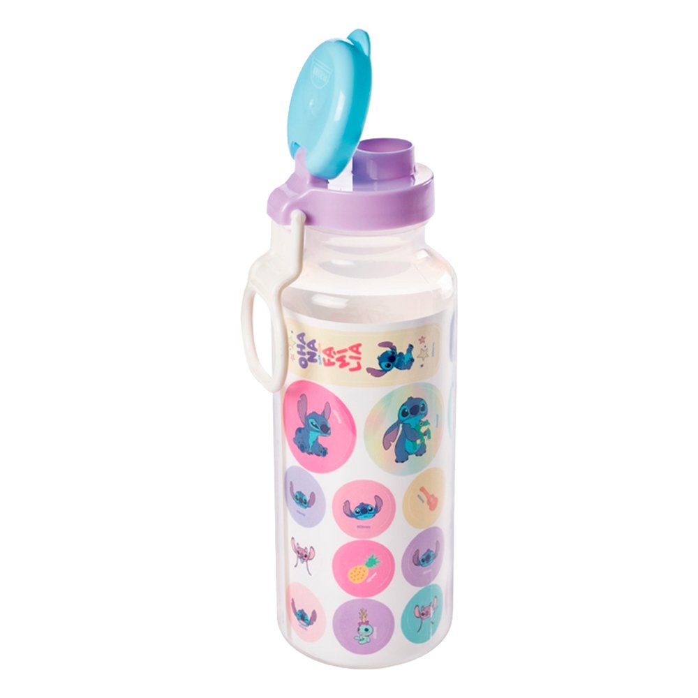 Garrafa Plasútil Fun Abre Fácil Stitch 600ml - Embalagem com 8 Unidades