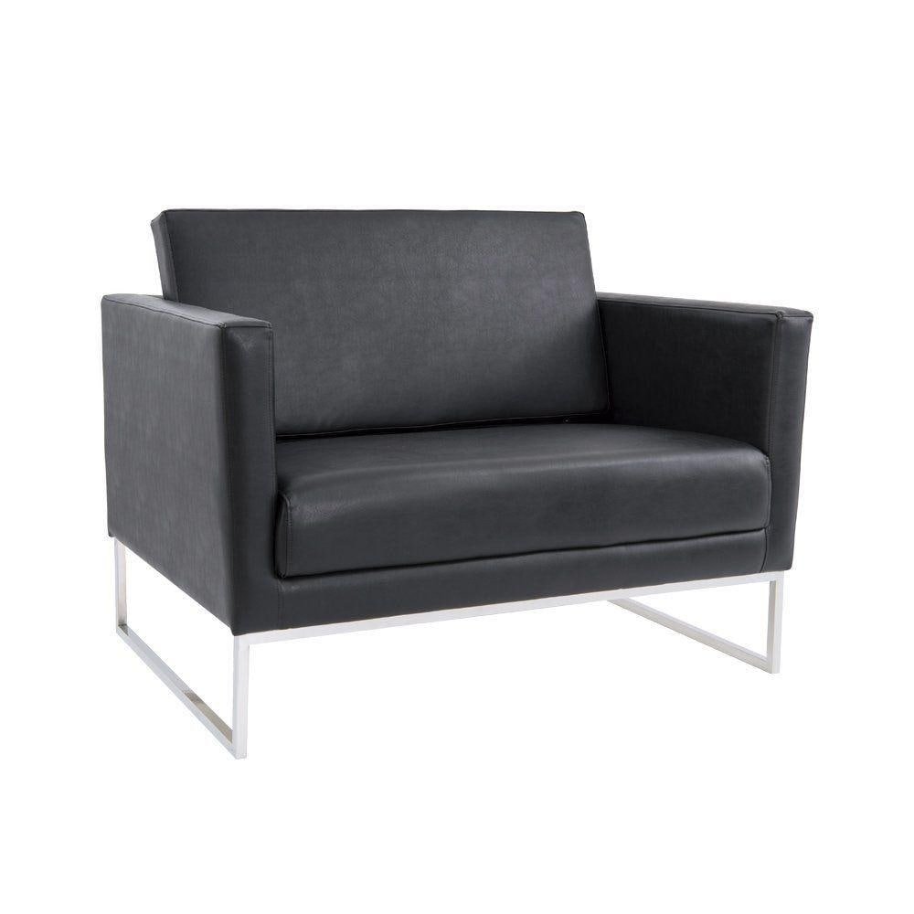 Poltrona Decorativa Julia 106cm PU Sintético Preto G15 - Gran Belo
