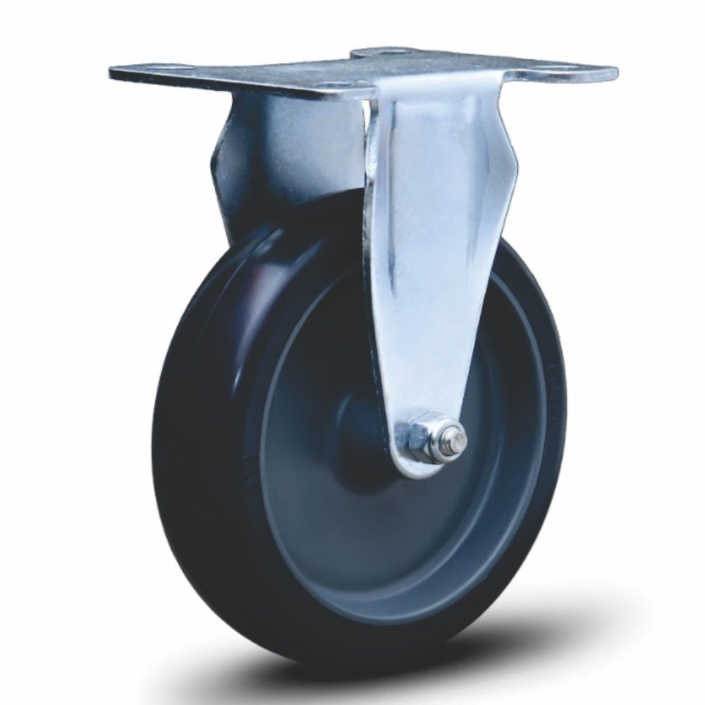 Rodizio Zincado Colson - Base Fixo 100mm, Borracha para Carrinho Mercado 65kg