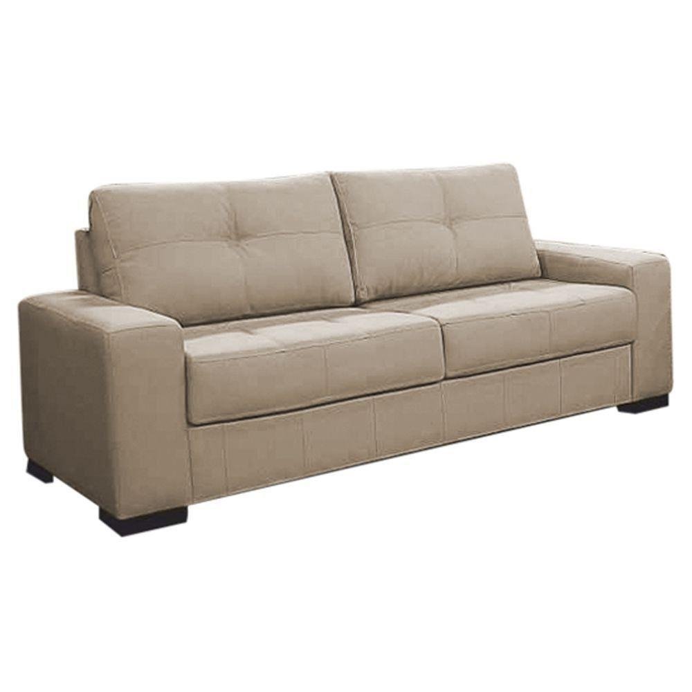 Sofa 3 Lugares 200cm Turim Couro Bege 66 G58 - Gran Belo