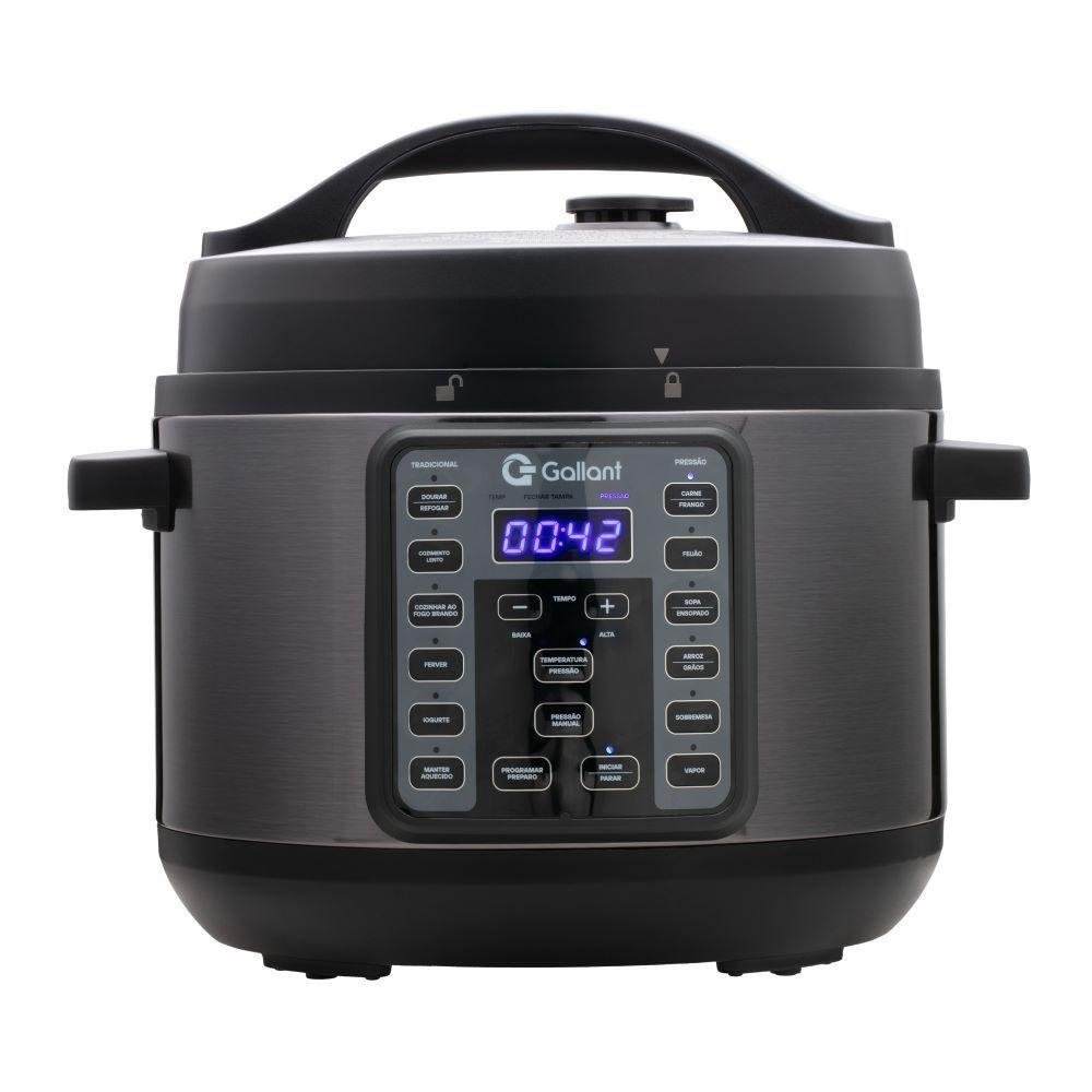 Panela de Pressao Eletrica Digital Gallant 4L GPP04 15 Funcoes Clique E Pronto Titanium 10