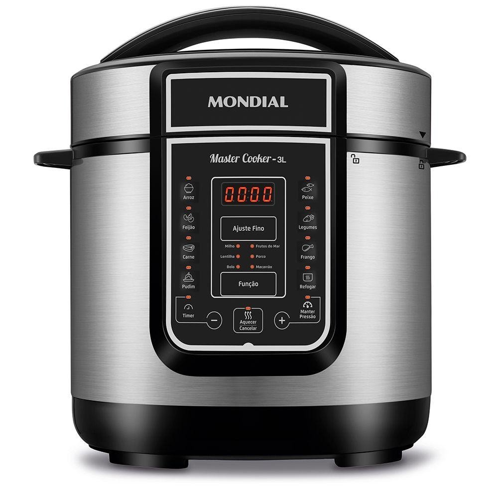 Panela Eletrica de Pressao Mondial 3L Inox Preto 220V PE-40