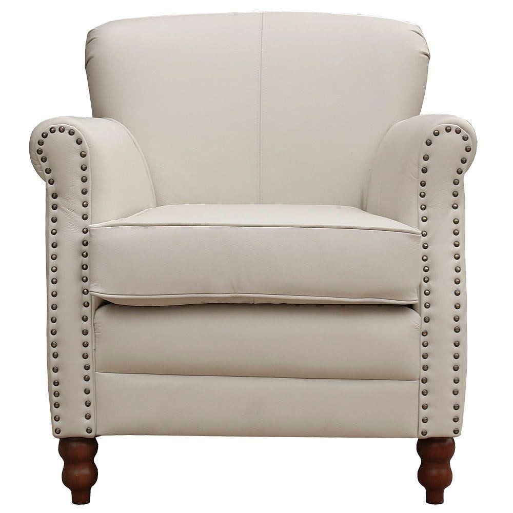 Kit 02 Poltronas Decorativas Sala de Estar Brunei Pes Madeira Couro Off White G58 - Gran B