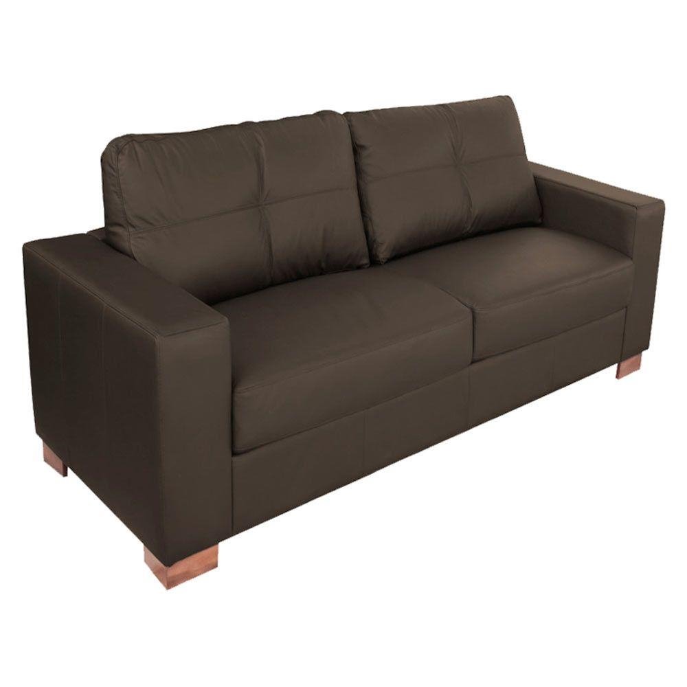Sofa 2 Lugares Sala de Estar Pes Madeira kenny 160 cm Couro Tabaco G43 - Gran Belo