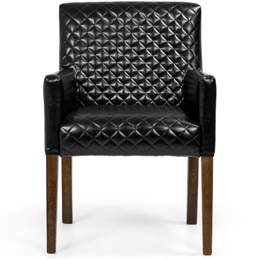 Kit 02 Poltronas Decorativas Sala de Estar Base de Madeira Liverpool PU Sintetico Preto Tr
