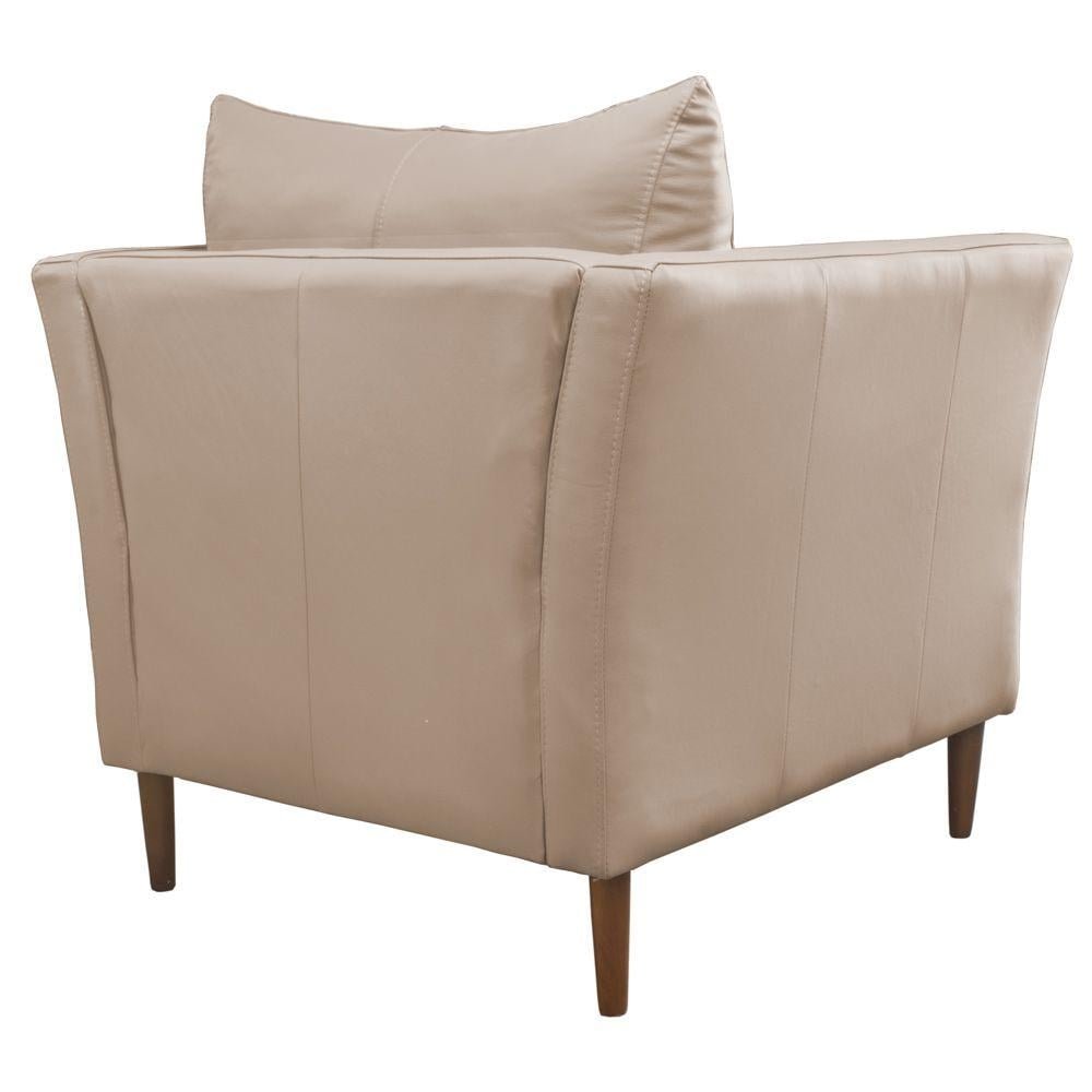 Kit 3 Poltronas Decorativa Sala de Estar Pés Palito Lubbock Couro Bege G58 - Gran Belo