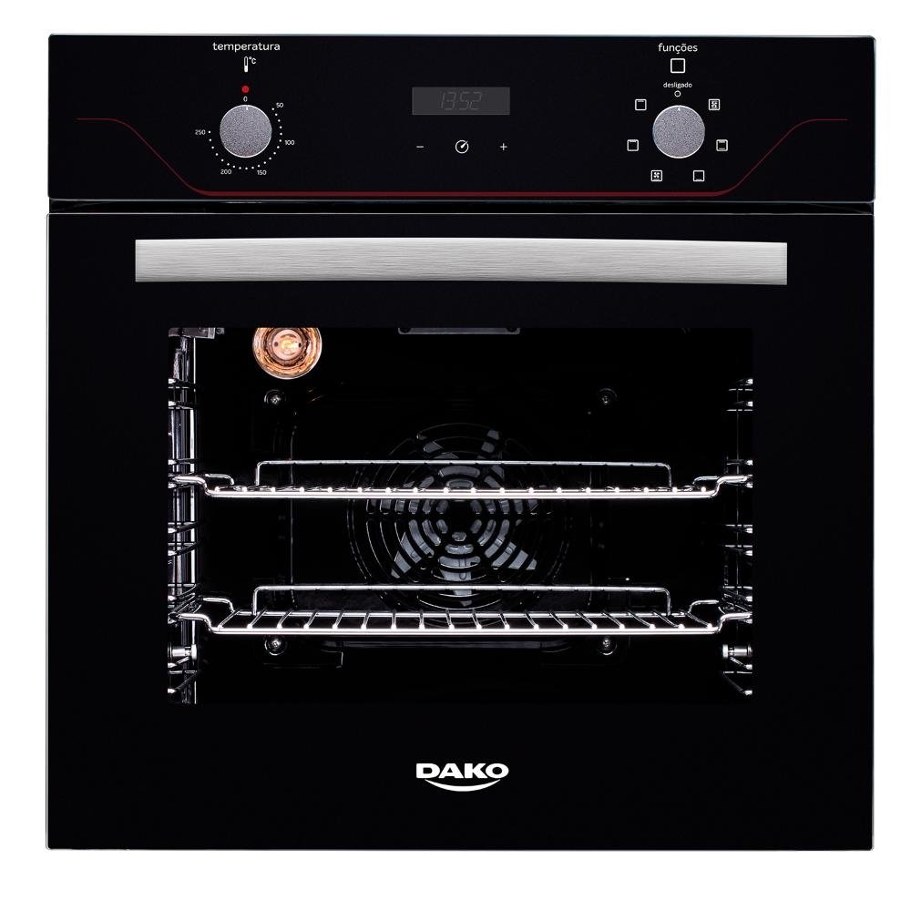 Forno de Embutir Eletrico Preto Dako Diplomata Grill 60 Litros com Timer Digital 220V