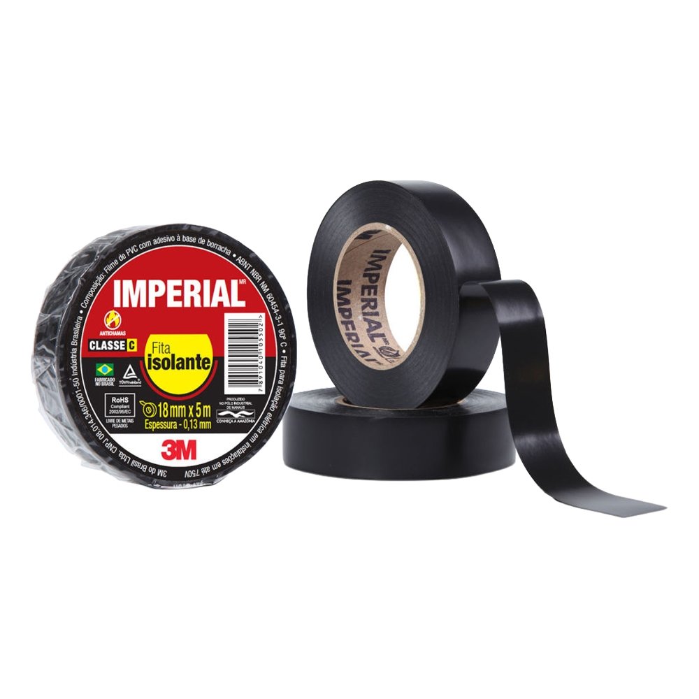 Fita Isolante 3M Imperial 18mmx5m - Embalagem com 10 Unidades