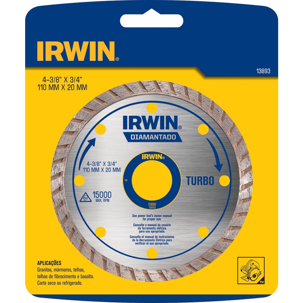 Disco de Corte Irwin Diamantado Turbo 110mmx20mm