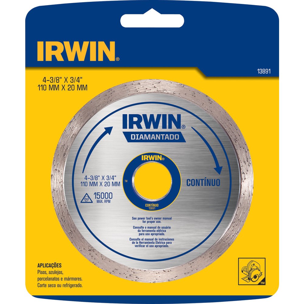Disco de Corte Irwin Diamantado Contínuo 110mmx20mm