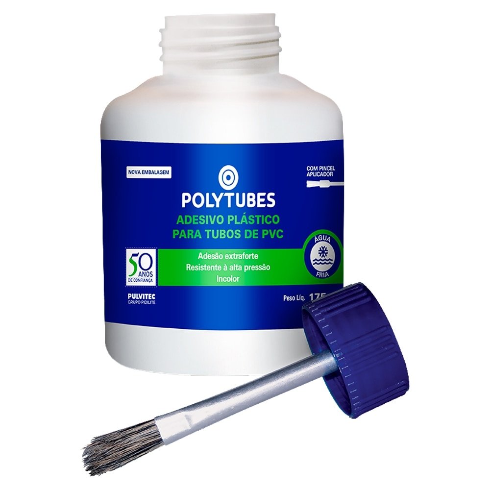 Adesivo Cola PVC Polytubes com Pincel Aplicador 175g
