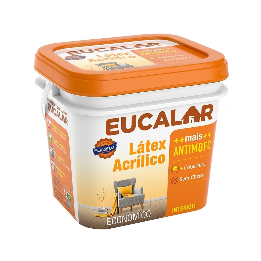 Tinta Acrilica Eucalar 3,6 Litros Gelo Fosco