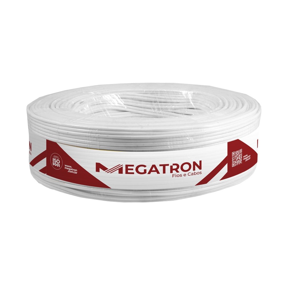 Cordão Paralelo Megatron 2x1,5mmx500m Bobina 300V Branco