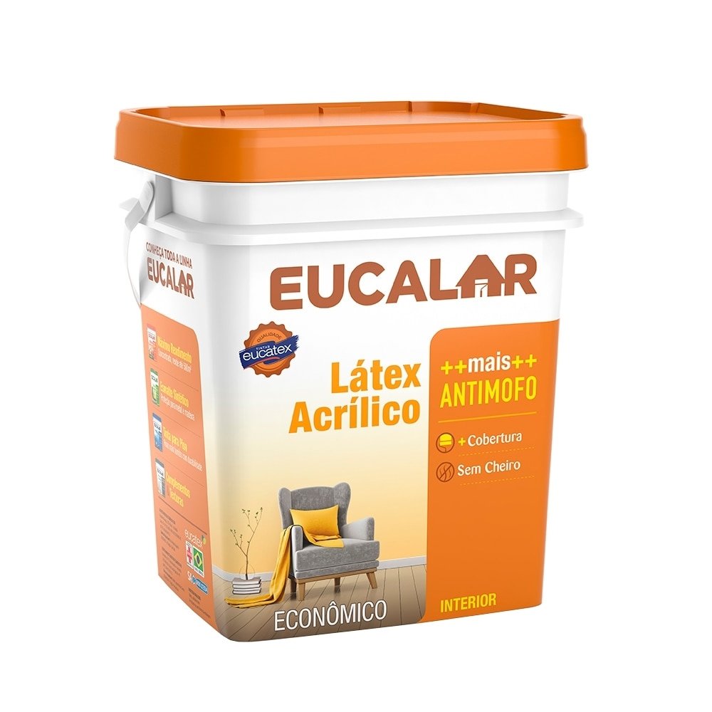 Tinta Acrílica Eucalar 18 Litros Laranja Fosco