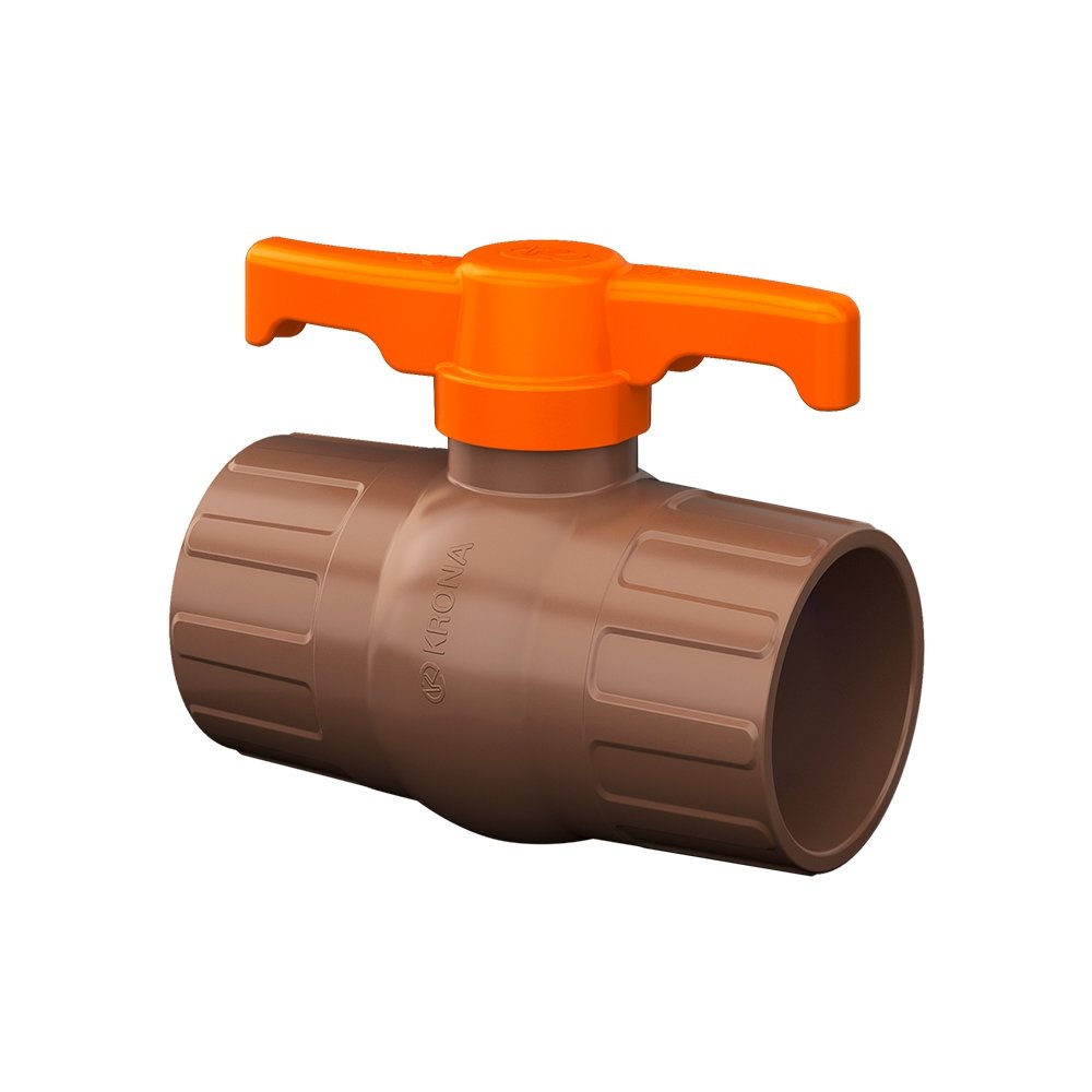 Registro Esfera Krona Soldável PVC 50mm - Embalagem com 3 Unidades