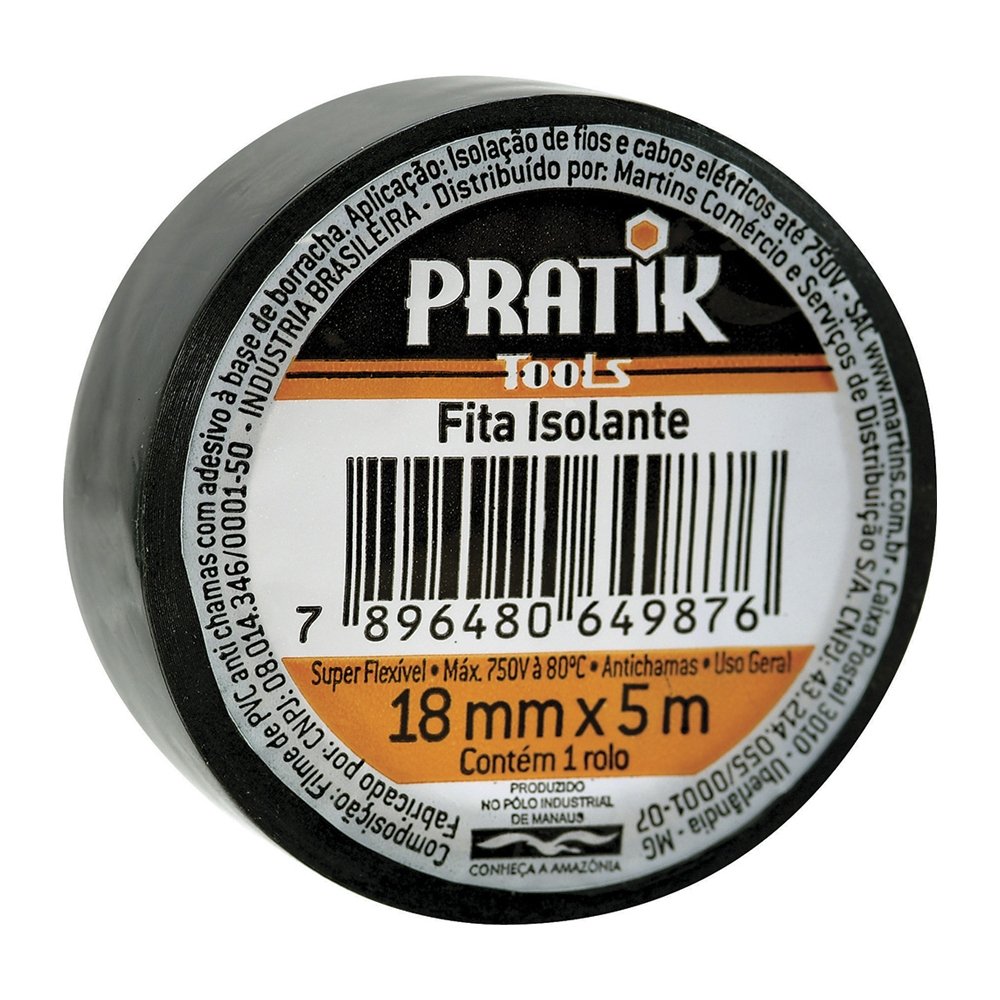 Fita Isolante 18mmx5m Emb. c/ 10 un. - Pratik Tools