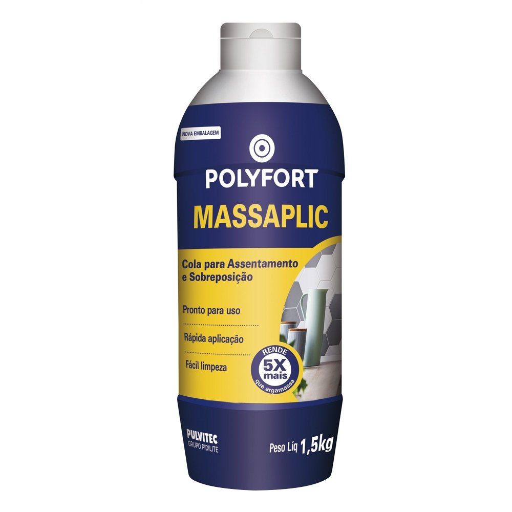 Cola Azulejo Pulvitec Massaplic 1,5kg - Embalagem com 12 Unidades