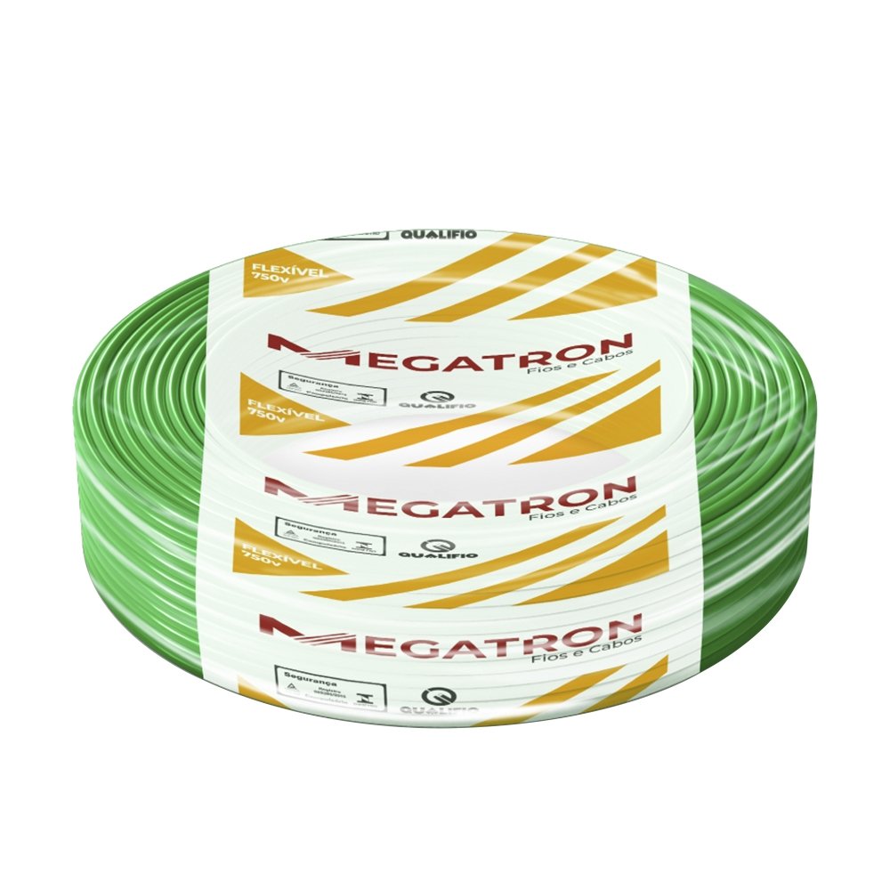 Cabo Flexível Megatron 10MMx100M Rolo 750V Verde