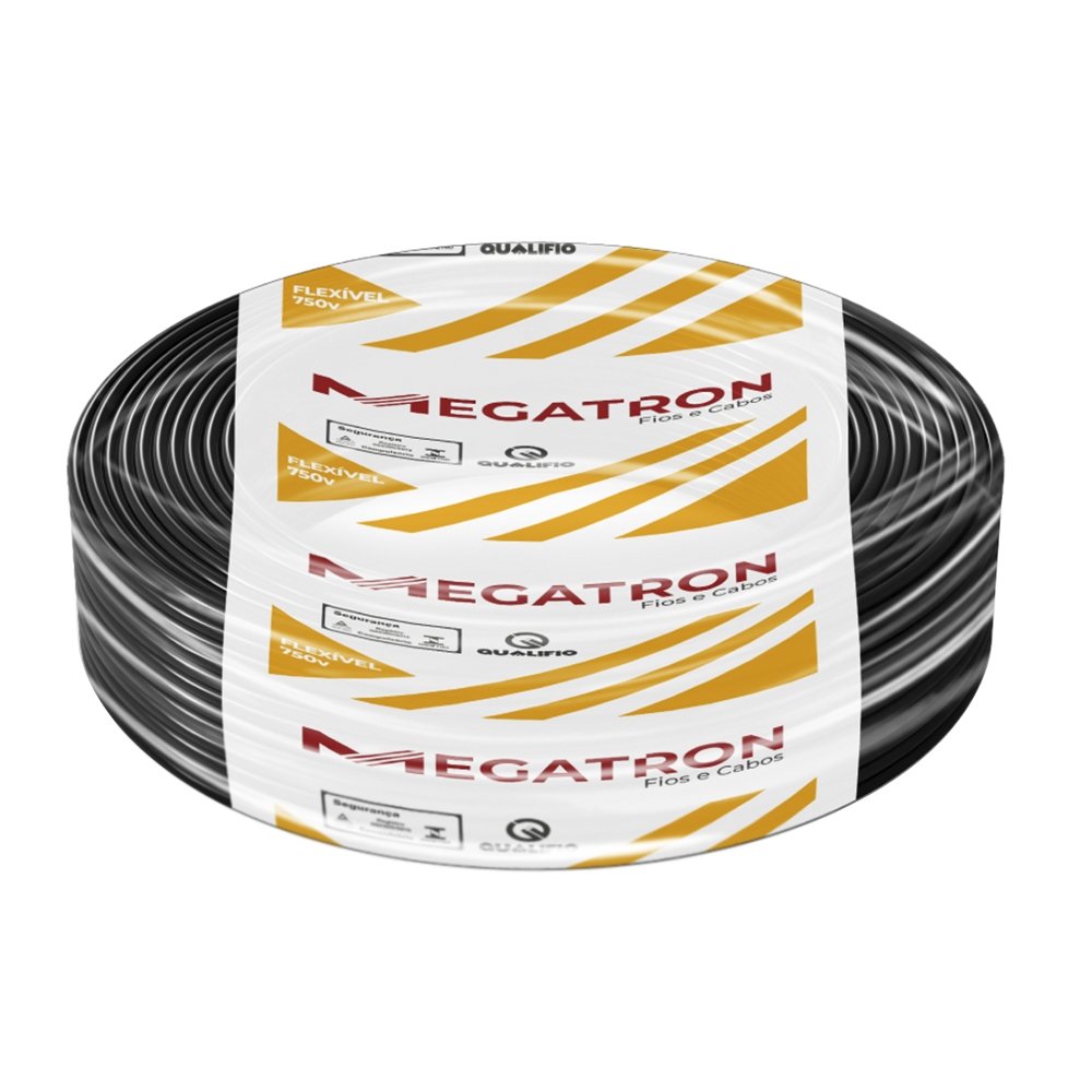 Cabo Flexível Megatron 16MMx100M Rolo 750V Preto