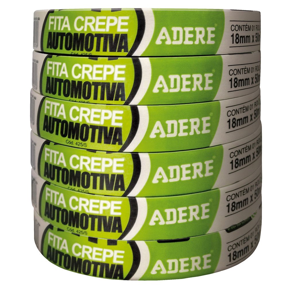 Fita Crepe Adere Alta Resistencia Automotiva Referencia 425 18mmx50M - Embalagem com 6 Unidades