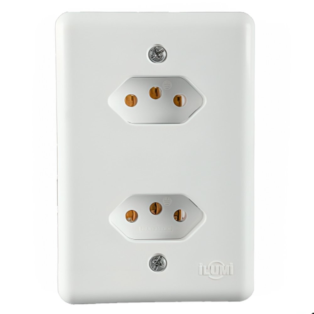 Tomada Stylus Ilumi 2 Tomadas 2 Polos + Terra com Placa 20A 250V 4x2
