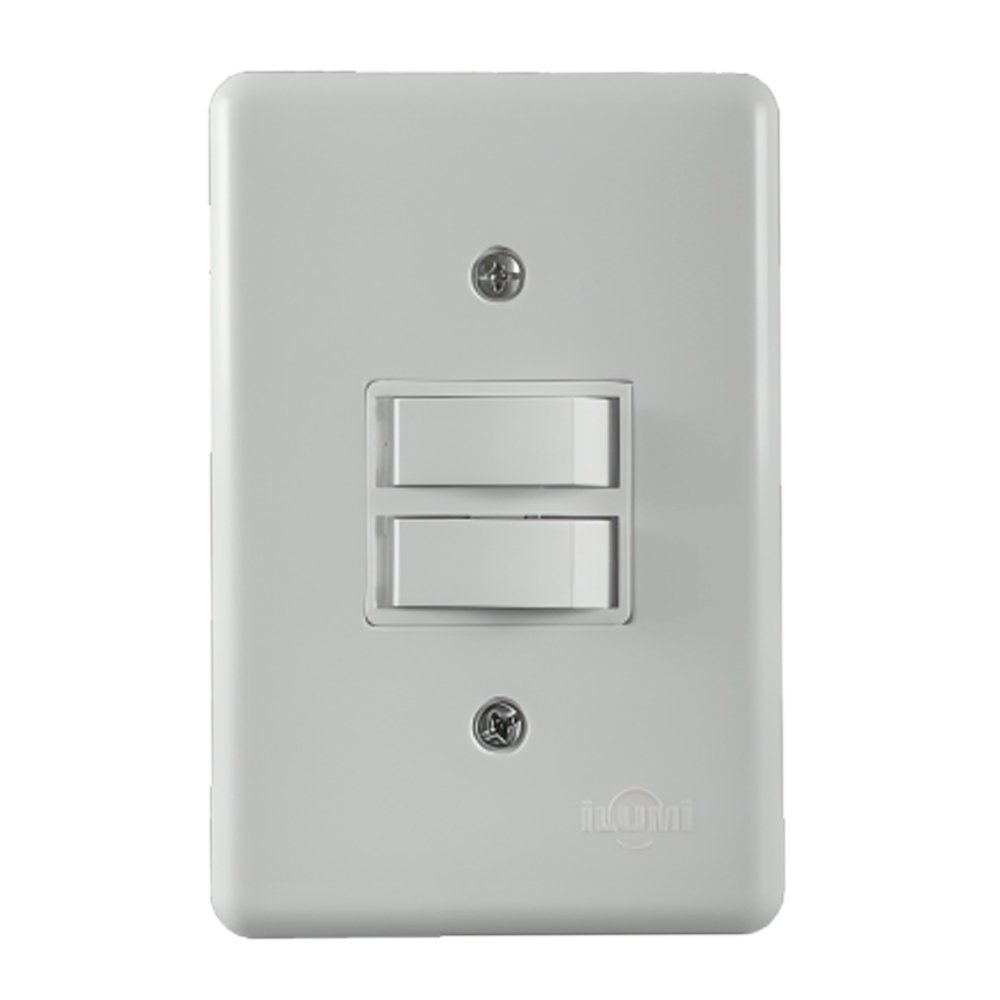 Interruptor Ilumi 2 Teclas Simples + Placa Stylus 6A 250V 4x2