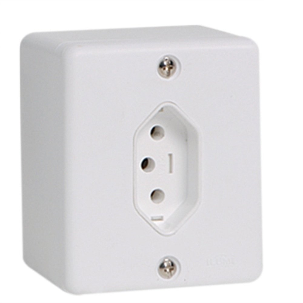 Tomada Sobrepor Ilumi 2 Polos + Terra 20A 250V Branca