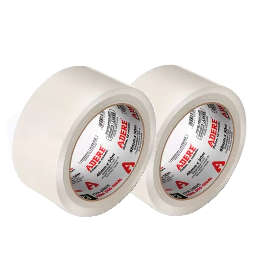 Fita Crepe Adere Uso Geral 423 - 48mm x 50m - Embalagem com 2 Unidades