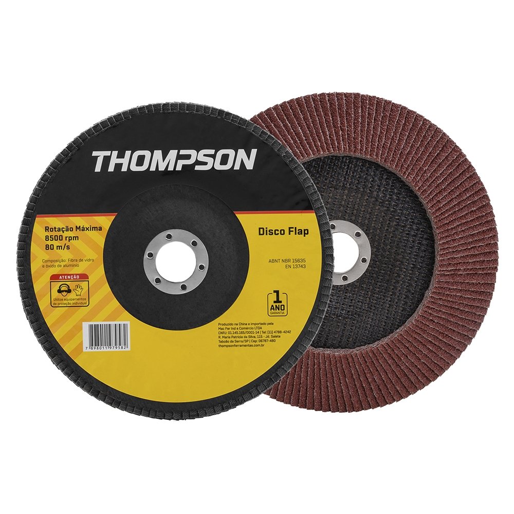 Disco Flap Thompson 4.1/2P G100 - Embalagem com 10 Unidades