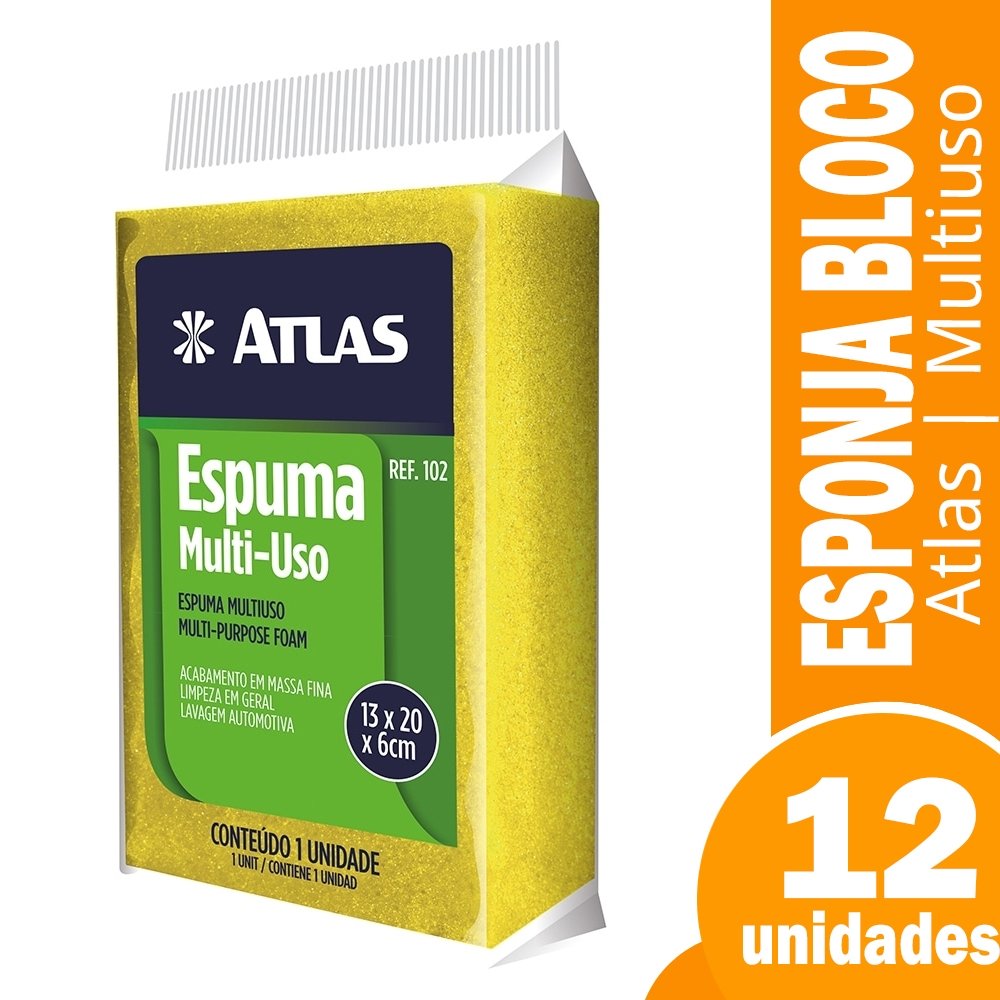 Bloco Espuma Atlas 102 Multiuso - Embalagem com 12 Unidades