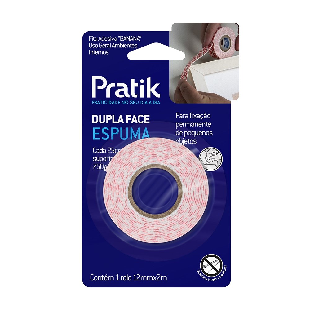 Fita Dupla Face Pratik Espuma 12mmx2m