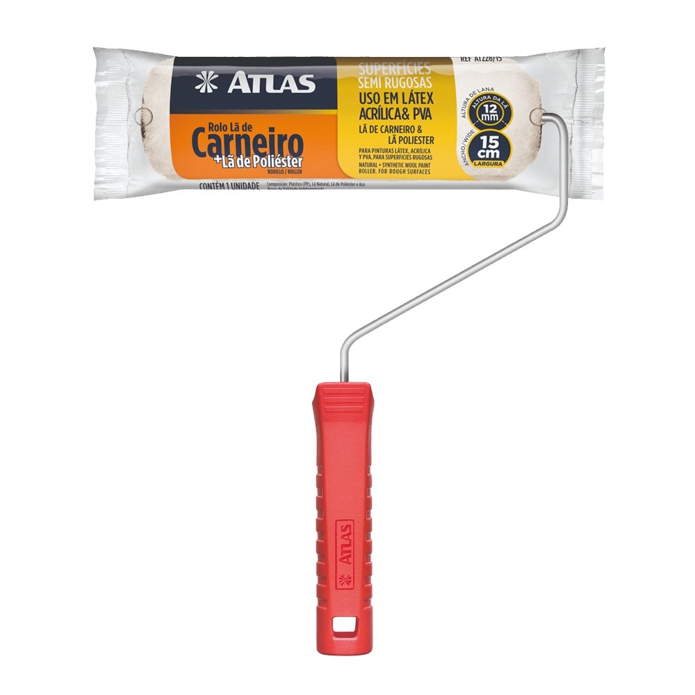 Rolo Lã Sintética Atlas AT228/15, 15cm