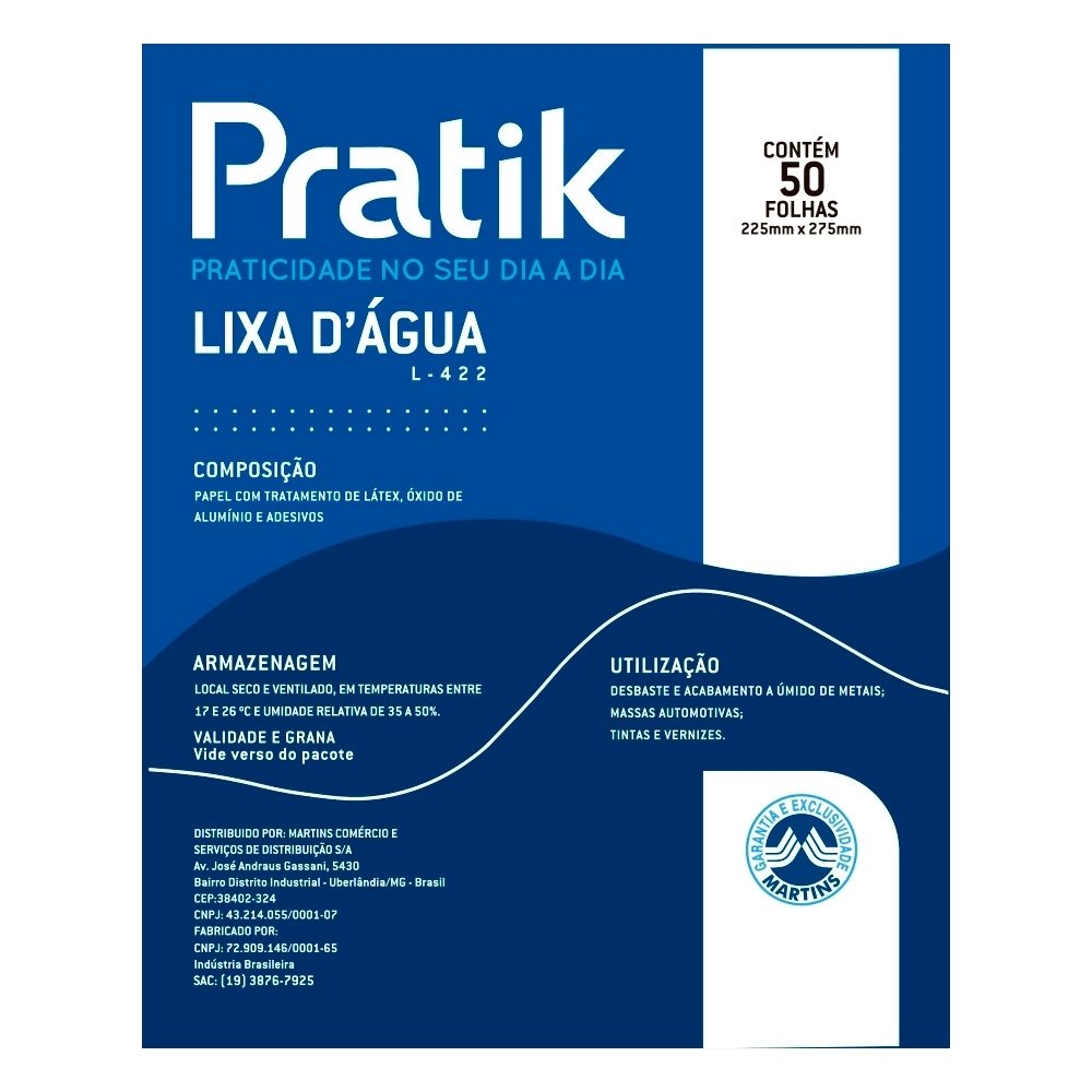 Lixa D'Água Pratik L422, G150 - Embalagem com 50 Unidades
