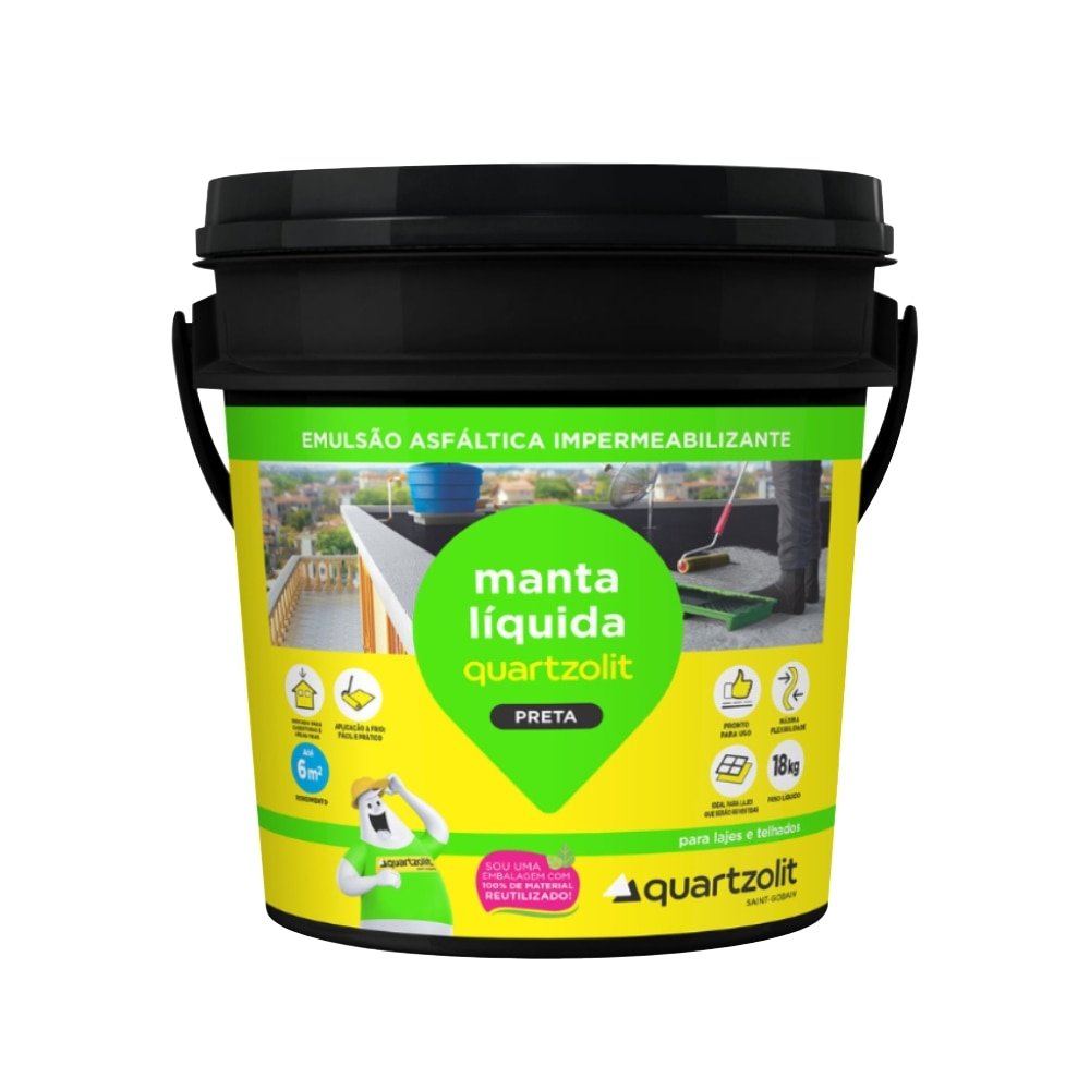 Manta Líquida Quartzolit Preta Balde 18kg