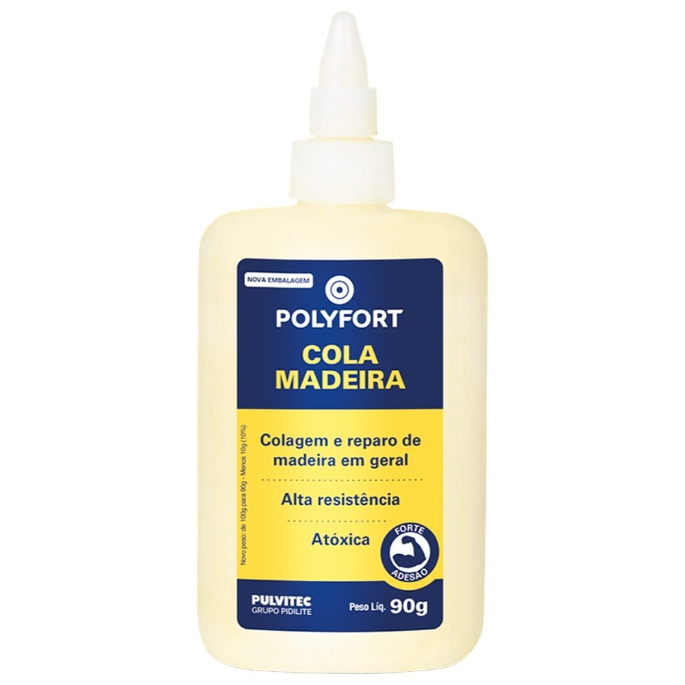 Cola Pulvitec Madeira Polyfort 90g - Embalagem com 12 Unidades