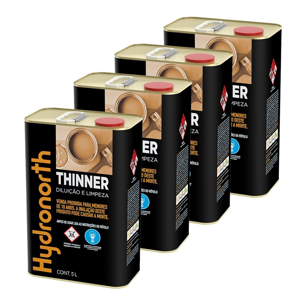 Thinner Hydronorth Diluente Solvcryll Incolor Lata 5L - Embalagem com 4 Unidades