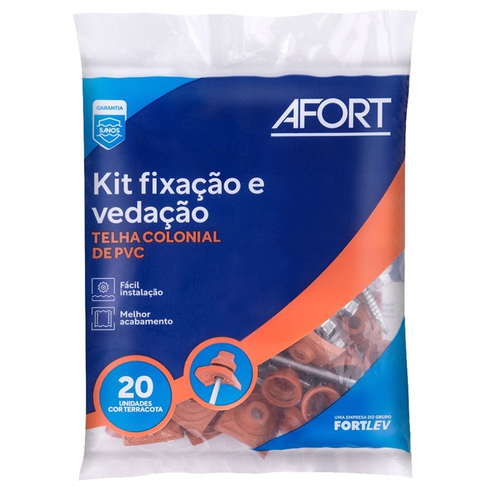 Conjunto de Vedação/Fixação Afort Colonial para Telha PVC Cerâmica/Terracota - Pacote com 20 Unidades