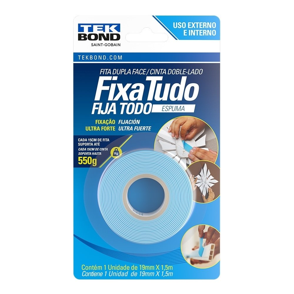 Fita Dupla Face Espuma Tekbond 19mmx1,5m