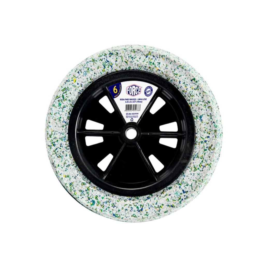 Roda Force para Carrinho de Mão Pneu Maciço 3.25x8x3/4 19mm Leve