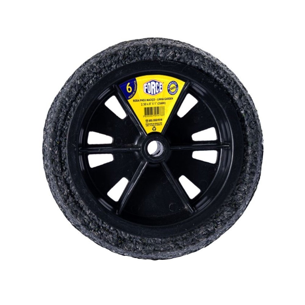 Roda Force para Carrinho de Mão Pneu Maciço 2.5x8x1 26mm Garden