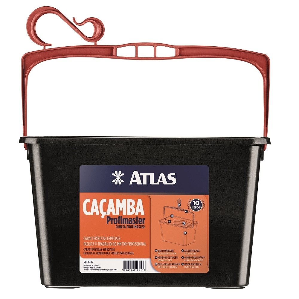 Caçamba para Pintura Atlas Profimaster 610P Preto 10l - Embalagem com 6 Unidades