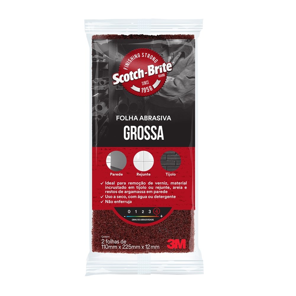 Folha Abrasiva Scoth-Brite 3M Grossa - Embalagem com 2 Unidades
