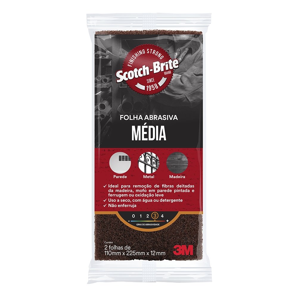 Folha Abrasiva Scoth-Brite 3M Média - Embalagem com 2 Unidades