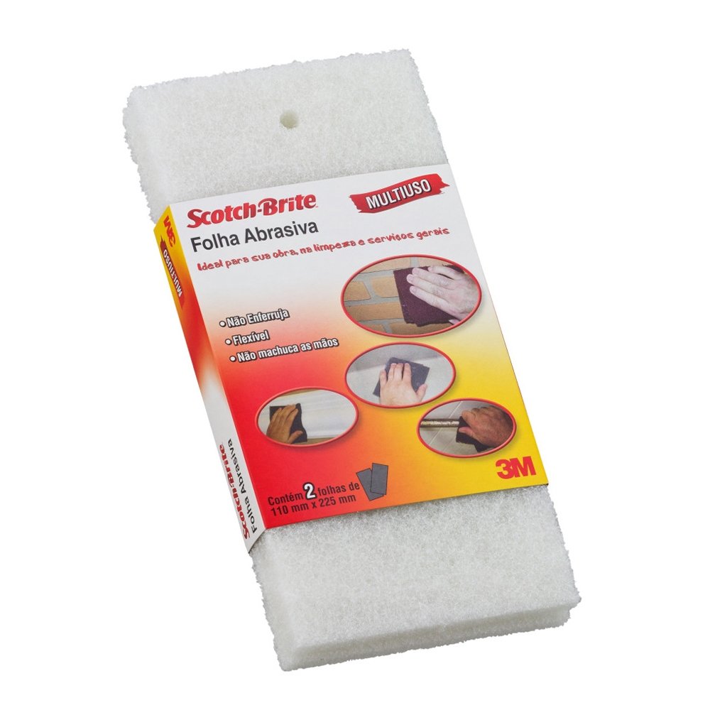 Folha Abrasiva Scotch-Brite 3M Extra Fina - Embalagem com 2 Unidades