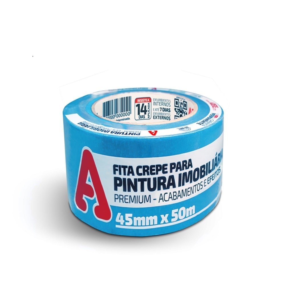 Fita Crepe Adere Azul Pintura Imobiliária 45mmX50m