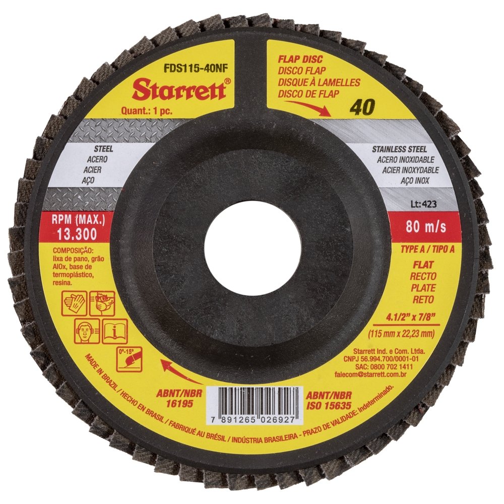Disco Flap Starret 4.1/2P G40 - Embalagem com 12 Unidades