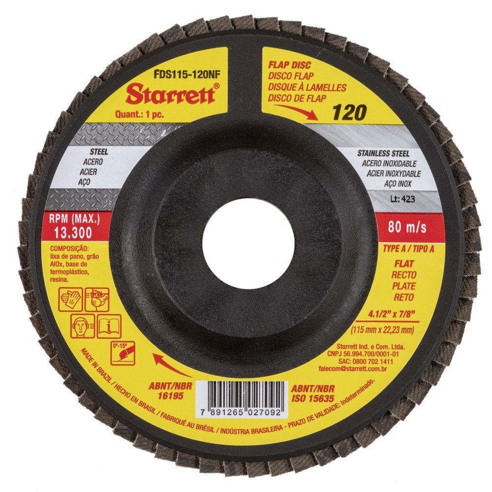 Disco Flap Starret 4.1/2P G120 - Embalagem com 12 Unidades