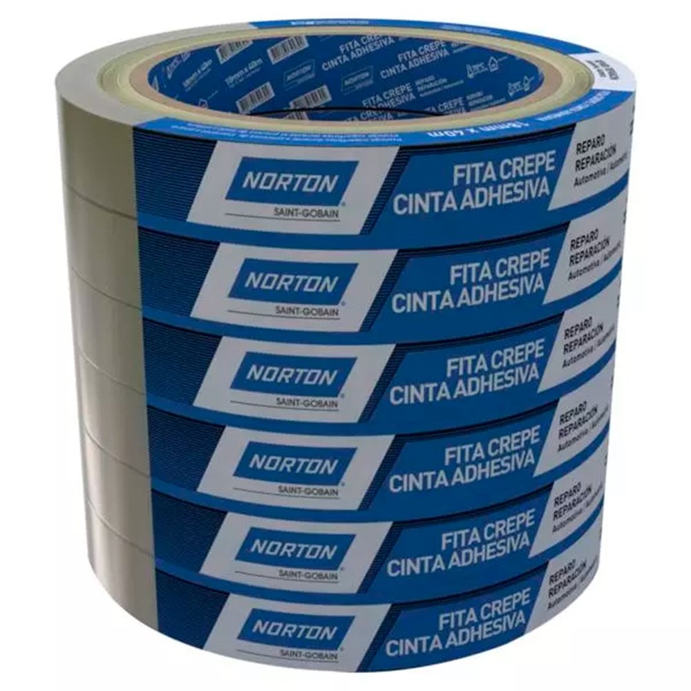 Fita Crepe Norton Uso Geral 24mm x 50m - Embalagem com 5 Unidades.