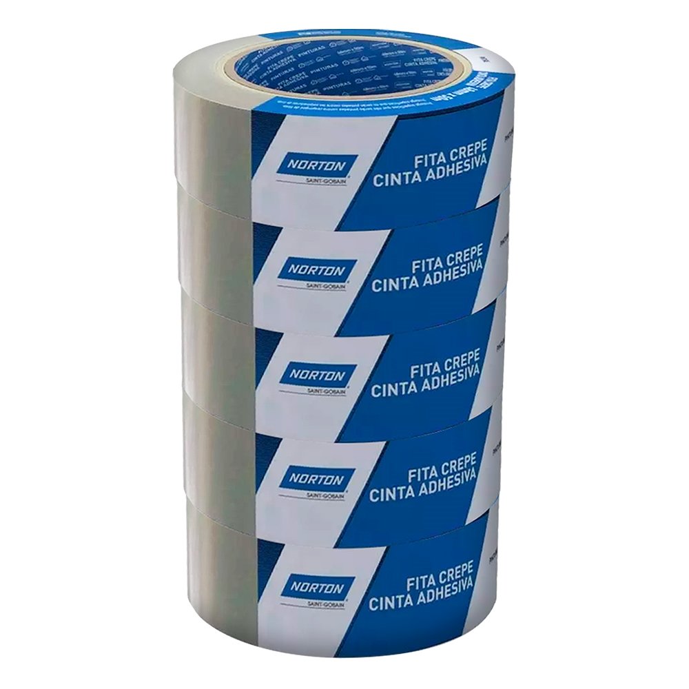 Fita Crepe Norton Uso Geral 48mm x 50m - Embalagem com 5 Unidades.